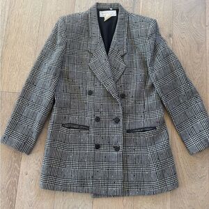 Vintage Madison Club Virgin Wool Double Breasted Blazer Womens Glen Check Jacket